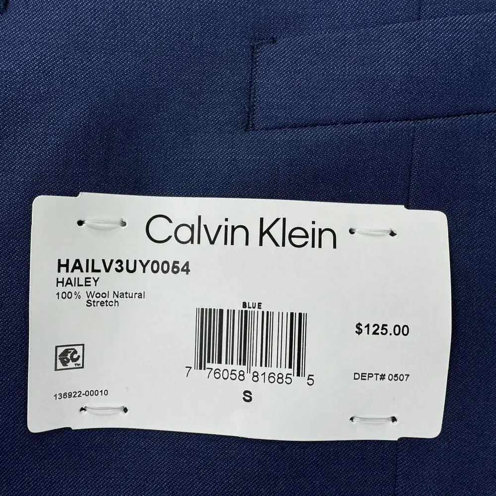 Calvin Klein Mens X Slim Fit Hailey Wool Infinite Stretch Suit Vest Blue S